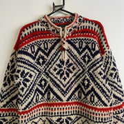 White Red Navy Knitwear Sweater Men's Small