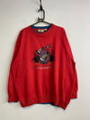 Vintage Red Embroidery Sweatshirt Men's Large