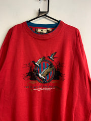 Vintage Red Embroidery Sweatshirt Men's Large