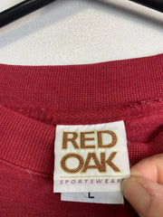 Burgundy Red Oak Embroidery Sweatshirt Men's Large