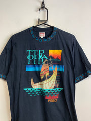 Navy Graphic Print T-Shirt Men's Medium