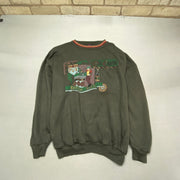 Green Graphic Print Sweatshirt Men's Large