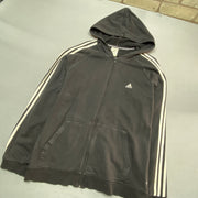 Washed Black Adidas zip up Hoodie Men's XL