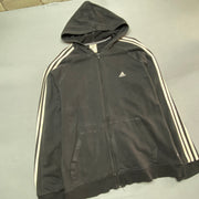 Washed Black Adidas zip up Hoodie Men's XL