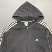 Washed Black Adidas zip up Hoodie Men's XL