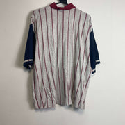 Vintage 90s Grey NFL Polo Shirt Striped Large