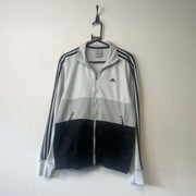 00s Black and White Adidas zip up Sweatshirt Women's Large