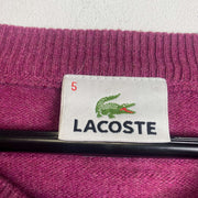 Purple Pink Lacoste V-Neck Jumper Sweater Medium