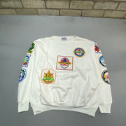 Vintage White Embroidery Sweatshirt Men's Large