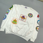 Vintage White Embroidery Sweatshirt Men's Large