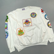 Vintage White Embroidery Sweatshirt Men's Large