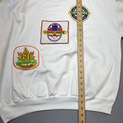 Vintage White Embroidery Sweatshirt Men's Large