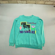 Vintage Cyan Graphic Print Sweatshirt Men's Small