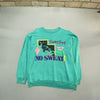 Vintage Cyan Graphic Print Sweatshirt Men's Small