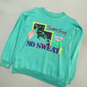 Vintage Cyan Graphic Print Sweatshirt Men's Small