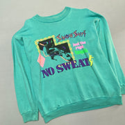 Vintage Cyan Graphic Print Sweatshirt Men's Small