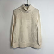 Cream L.L Bean Womens Small Turtleneck Knit Jumper Sweater