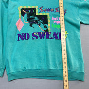 Vintage Cyan Graphic Print Sweatshirt Men's Small