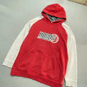 00s Red and Grey Nike Hoodie Women's XL