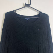 Navy Womens Cable Knit Jumper Sweater Womens Medium