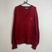 Vintage 90s Red Lacoste Knit Sweater Jumper XL