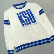 Vintage White and Blue Gear Sweatshirt Men's Medium