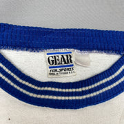 Vintage White and Blue Gear Sweatshirt Men's Medium