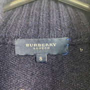 Navy Burberry London Full Zip Sweater Medium