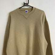 Vintage Beige Russell Athletic Blank Sweatshirt Men's Large