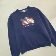 Vintage 90s Navy Fruit of The Loom Sweatshirt Men's Medium