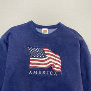 Vintage 90s Navy Fruit of The Loom Sweatshirt Men's Medium