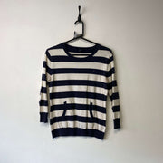 Navy and White Tommy Hilfiger Jumper Women's Medium