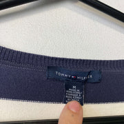 Navy and White Tommy Hilfiger Jumper Women's Medium