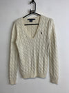 Vintage White Ralph Lauren Cable Knit Sweater Women's Medium