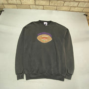 Vintage Black Embroidery Sweatshirt Men's Large