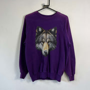 Vintage Purple Wolf Graphic Sweatshirt Medium