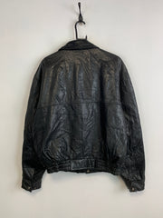 Vintage Black Leather Jacket Men's Large