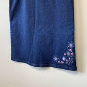 Navy Flower Denim Dress Women's Small