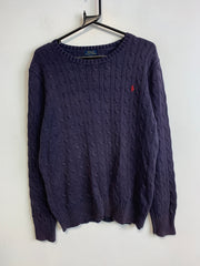 Navy Polo Ralph Lauren Cable Knit Sweater Women's XL