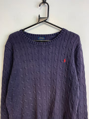 Navy Polo Ralph Lauren Cable Knit Sweater Women's XL