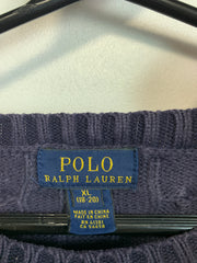 Navy Polo Ralph Lauren Cable Knit Sweater Women's XL