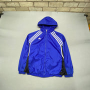 Vintage 90s Blue and White Adidas Windbreaker Men's Large