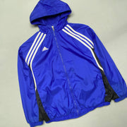 Vintage 90s Blue and White Adidas Windbreaker Men's Large