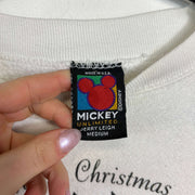 Vintage White Disney Mickey Mouse Christmas Sweatshirt Medium