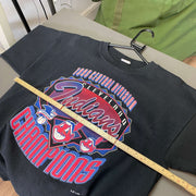 Vintage Black Cleveland Indians Graphic Print Sweatshirt Men's Medium