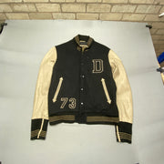 Black and Beige Varsity Jacket Women's XXXL