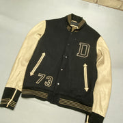 Black and Beige Varsity Jacket Women's XXXL