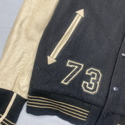 Black and Beige Varsity Jacket Women's XXXL