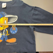Vintage Navy Tweedy Looney Tunes Sweatshirt Womens Medium