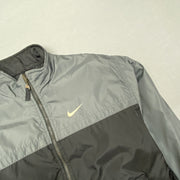 00s Black and Grey Nike Reversible Jacket Men's Small